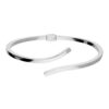 Modern 925 sterling silver open bangle bracelet with a sleek, twisted design and polished finish.
