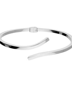 Modern 925 sterling silver open bangle bracelet with a sleek, twisted design and polished finish.