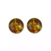Round amber stud earrings with golden-yellow and honey tones.