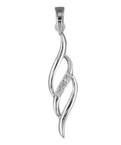 925 sterling silver wave pendant with cubic zirconia accents