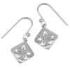 925 sterling silver floral cut-out square drop earrings with polished finish