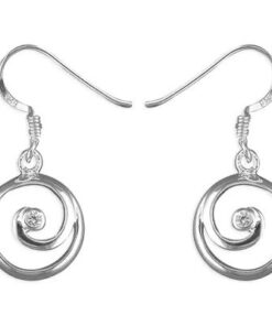 925 sterling silver spiral drop earrings with cubic zirconia stone