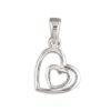 925 sterling silver double open heart pendant with polished finish