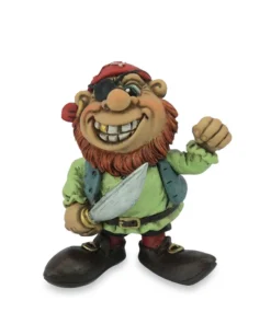 Cornish pirate figurine with red beard, eye patch, red bandana, and cutlass