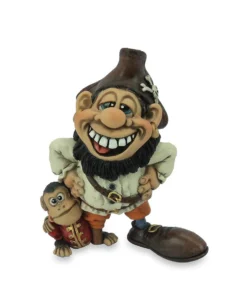 Cornish pirate figurine with wide grin and pet monkey in red coat