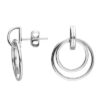 925 sterling silver double circle stud earrings with polished finish