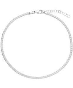925 sterling silver tennis anklet with cubic zirconia stones