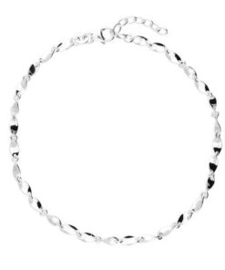 925 sterling silver twisted link anklet with polished finish