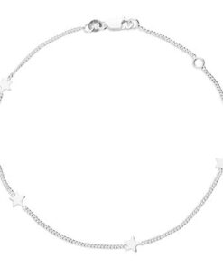 925 sterling silver anklet with flat star station charms