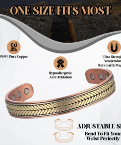 Tri-Tone Wheat Pattern Bio Magnetic Copper Bracelet - Timeless Style & Wellness - Image 3