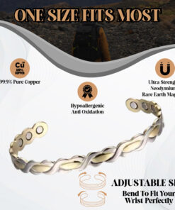 Two-Tone Infinity Wave Bio Magnetic Bracelet - Elegant Fluid Design & Wellness - Image 3