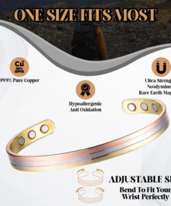 Tri-Tone Multi-Band Bio Magnetic Copper Bracelet - Elegant Healing Energy in 99.9% Pure Copper - Image 3