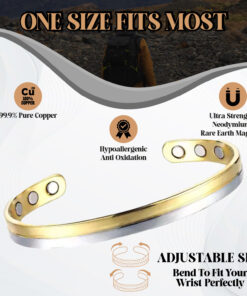 Two-Tone Half-and-Half Bio Magnetic Copper Bracelet - Balanced Healing Energy in 99.9% Pure Copper - Image 3